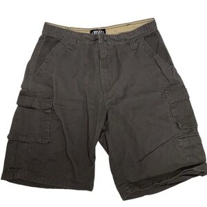 Rugged Wear Mens 34 Dark Brown Cargo Shorts Utility Multiple Pockets